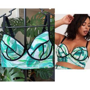 00/M Torrid Swim Green Palm Print Underwire Bikini Top